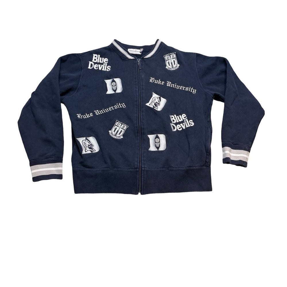 💙😈 Vintage Castle Sport Duke Blue‎ Devils Embroidered Zip Jacket M 😈💙